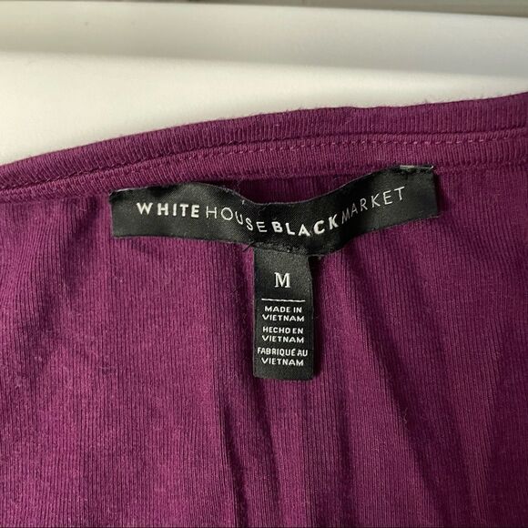 WHITE HOUSE BLACK MARKET PURPLE SHIFT DRESS, V neck SHORT FLUTTER SLEEVE SZ M - Picture 6 of 11